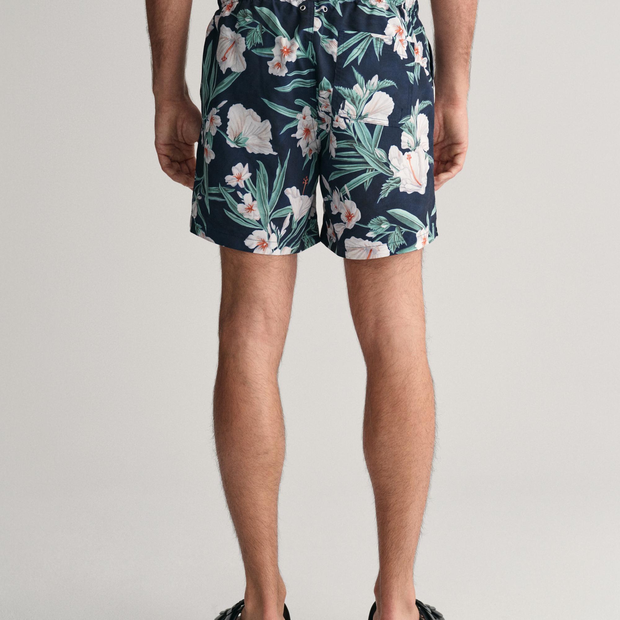 GANT Erkek Lacivert Regular Fit Desenli Mayo Şort