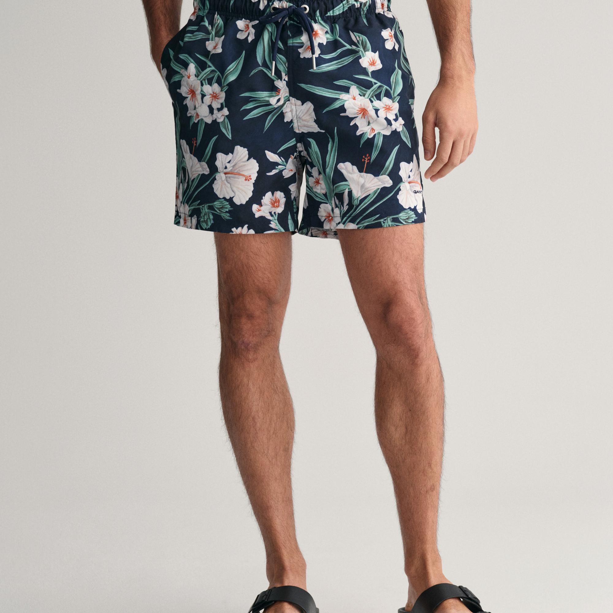 GANT Erkek Lacivert Regular Fit Desenli Mayo Şort