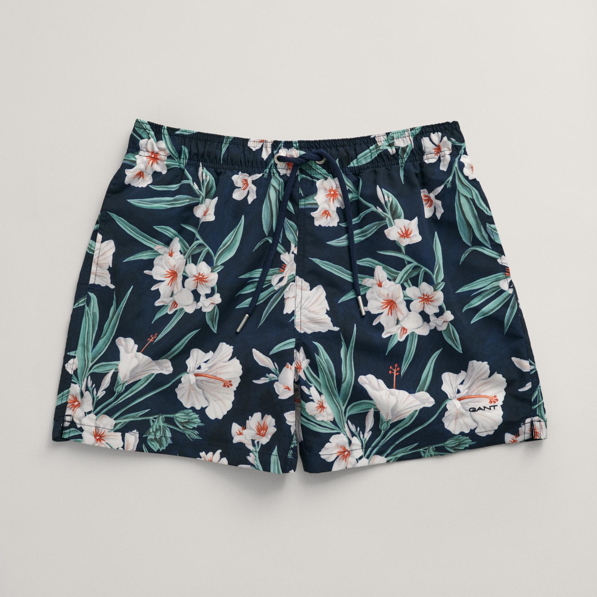 GANT Erkek Lacivert Regular Fit Desenli Mayo Şort