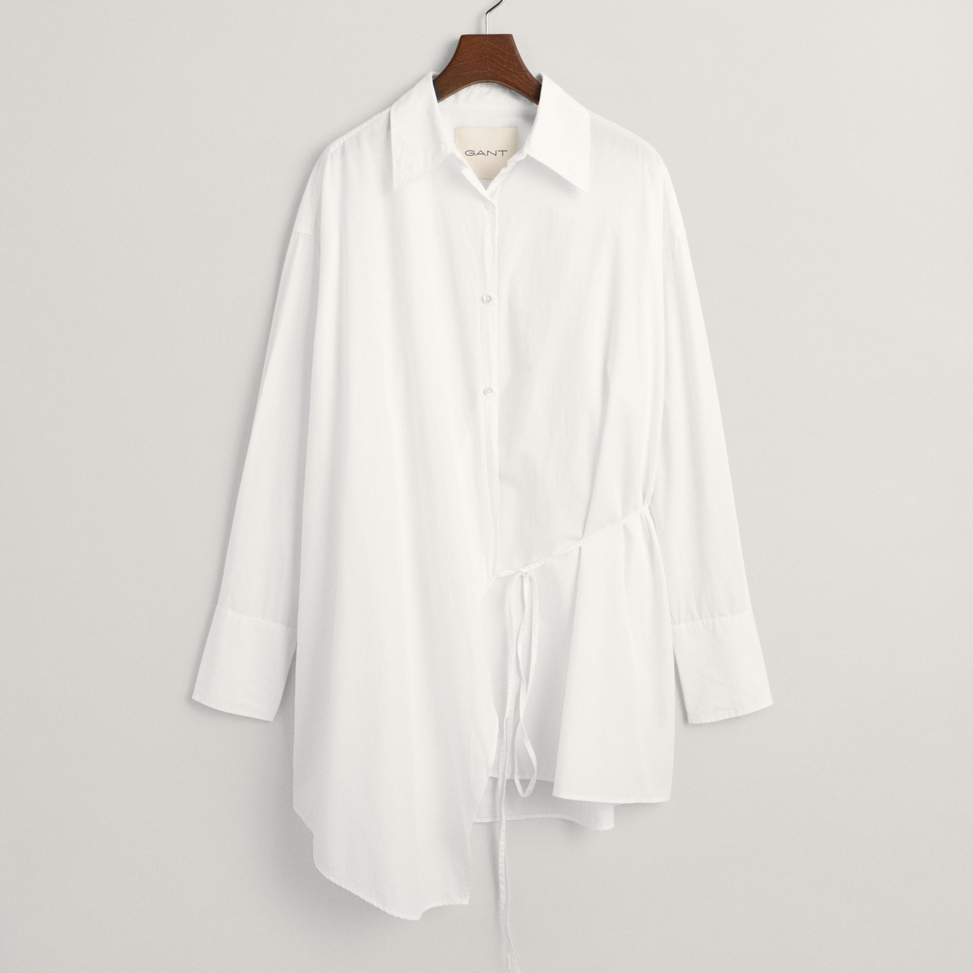 GANT Kadın Beyaz Oversize Fit Klasik Yaka Gömlek