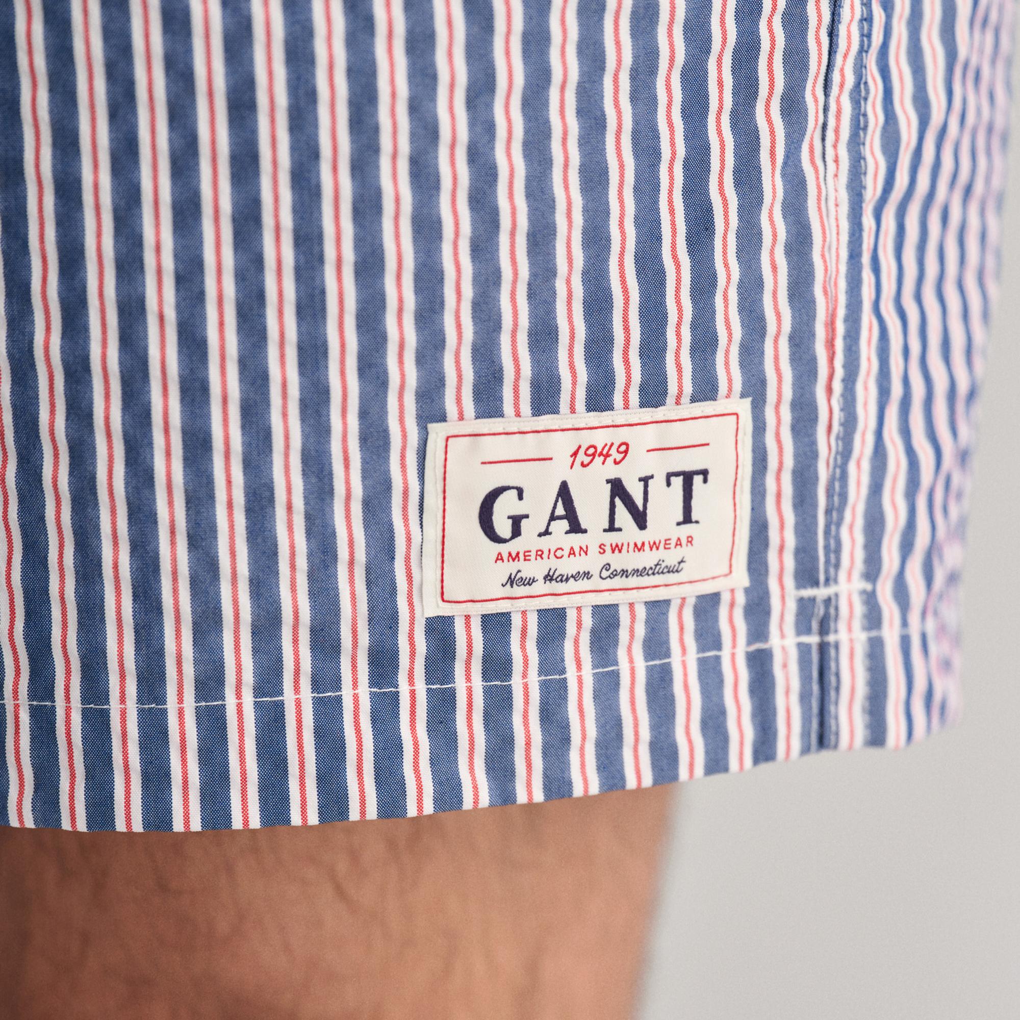 GANT Erkek Mavi Regular Fit Çizgili Mayo Şort