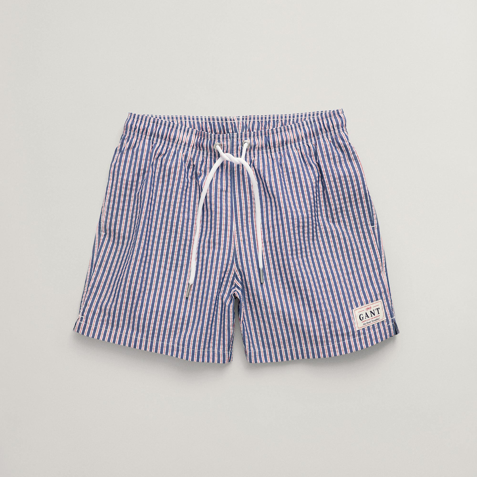 GANT Erkek Mavi Regular Fit Çizgili Mayo Şort