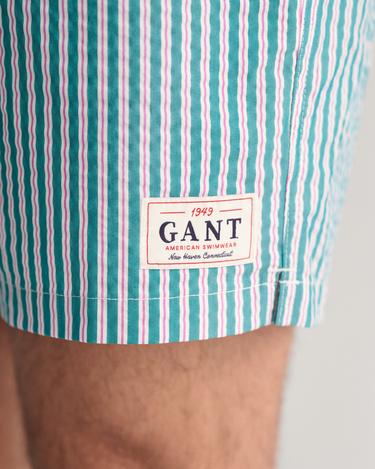  GANT Erkek Yeşil Regular Fit Çizgili Mayo Şort