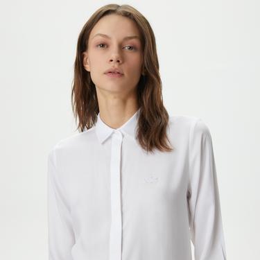  Lacoste Kadın Regular Fit Yarım Kol Beyaz Gömlek