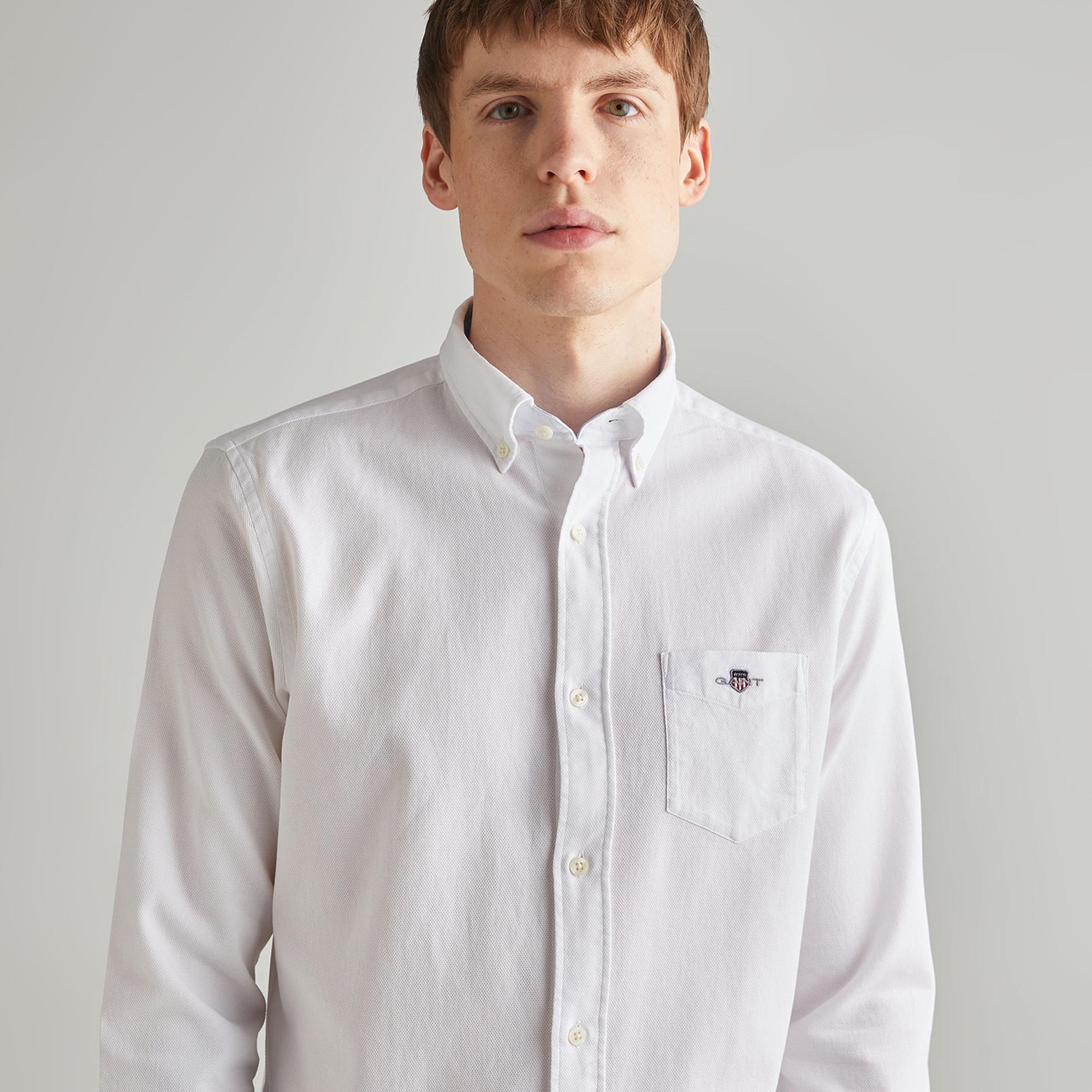 GANT Erkek Krem Regular Fit Düğmeli Yaka Gömlek