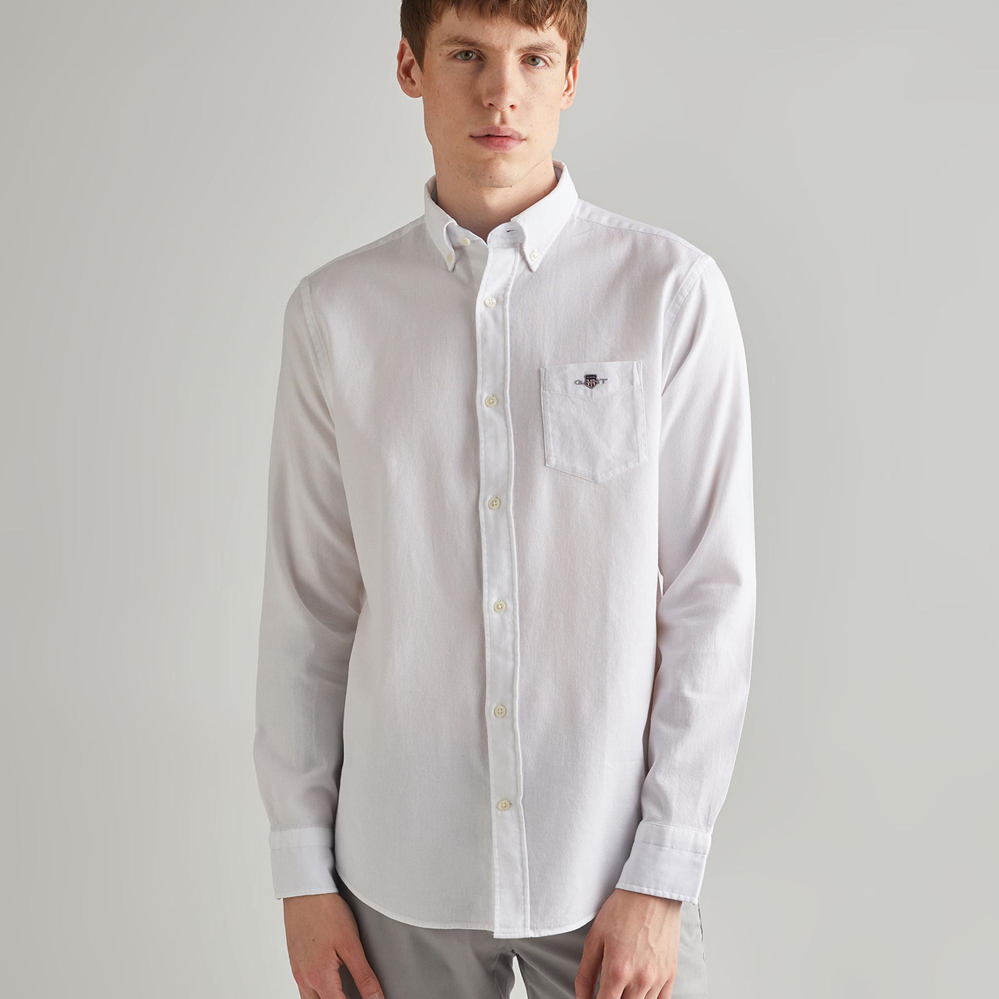 GANT Erkek Krem Regular Fit Düğmeli Yaka Gömlek