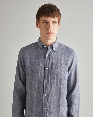  GANT Erkek Lacivert Regular Fit Keten Gömlek