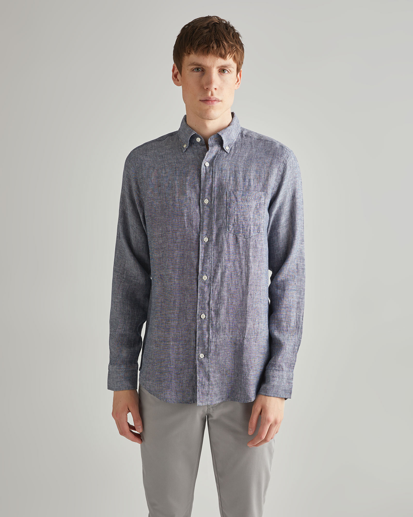  GANT Erkek Lacivert Regular Fit Keten Gömlek