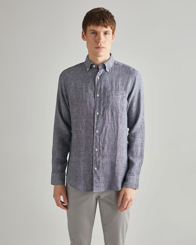  GANT Erkek Lacivert Regular Fit Keten Gömlek