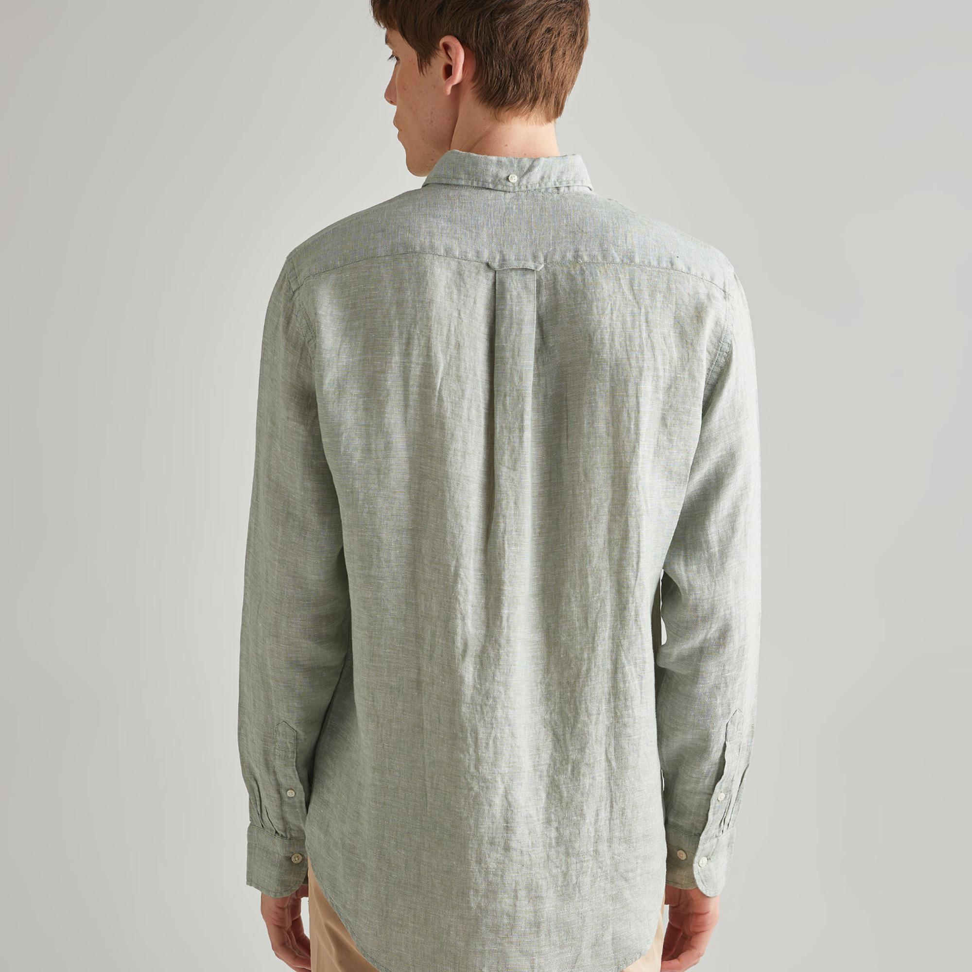 GANT Erkek Yeşil Regular Fit Keten Gömlek