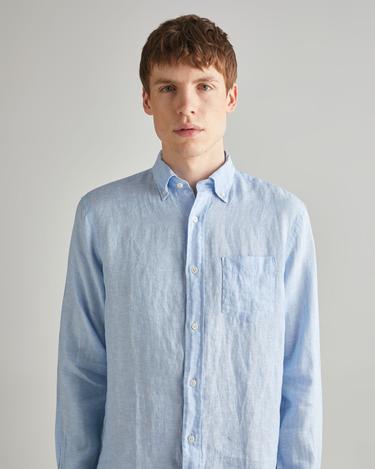  GANT Erkek Mavi Regular Fit Keten Gömlek