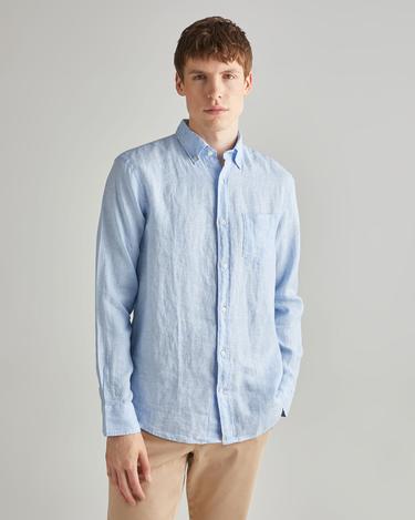  GANT Erkek Mavi Regular Fit Keten Gömlek