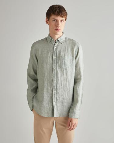  GANT Erkek Yeşil Regular Fit Keten Gömlek