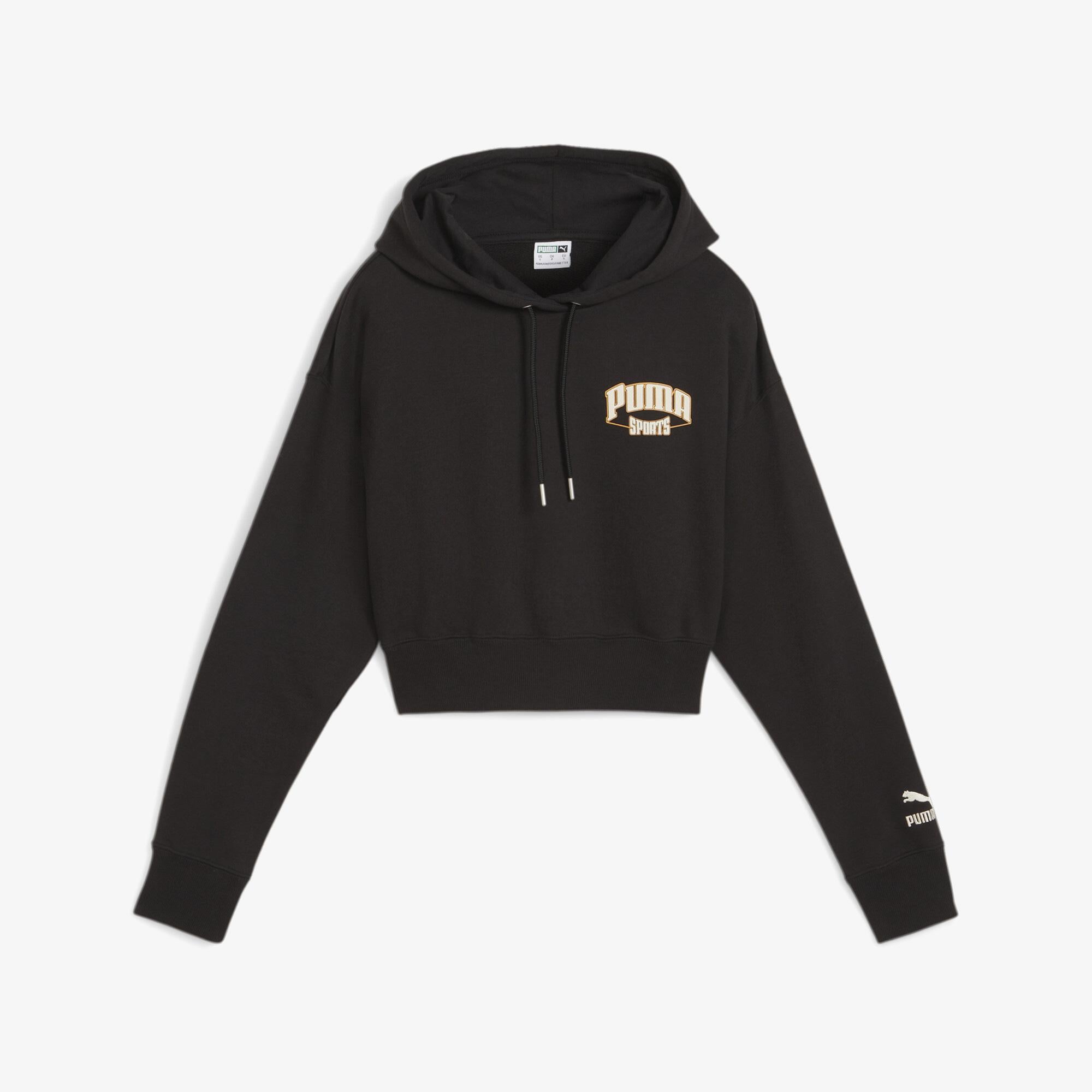 Puma Team Cropped Kadın Siyah Hoodie