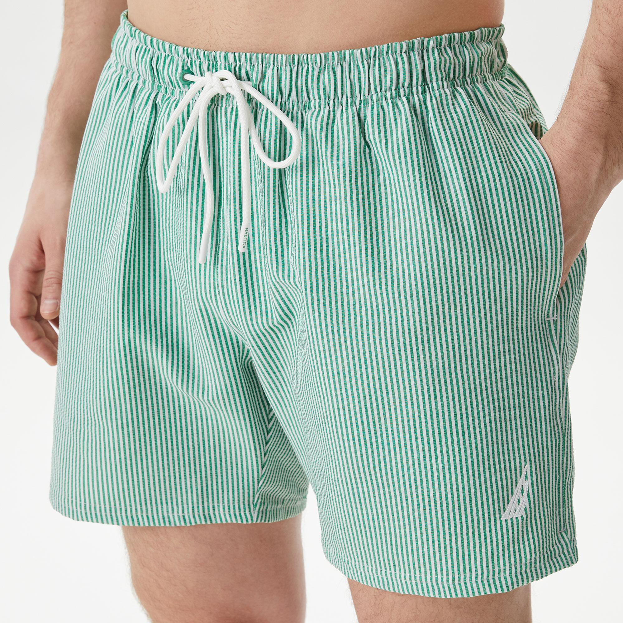 Nautica Erkek Yeşil Regular Fit Çizgili Deniz Şortu