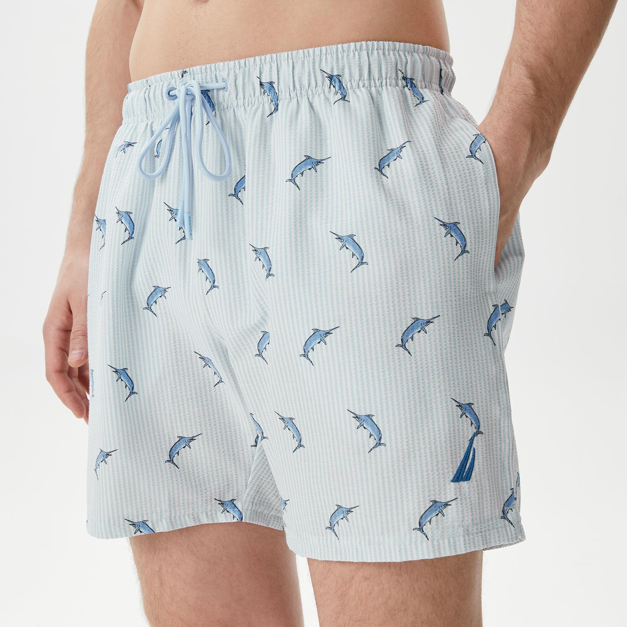 Nautica Erkek Mavi Standart Fit Mayo Şort