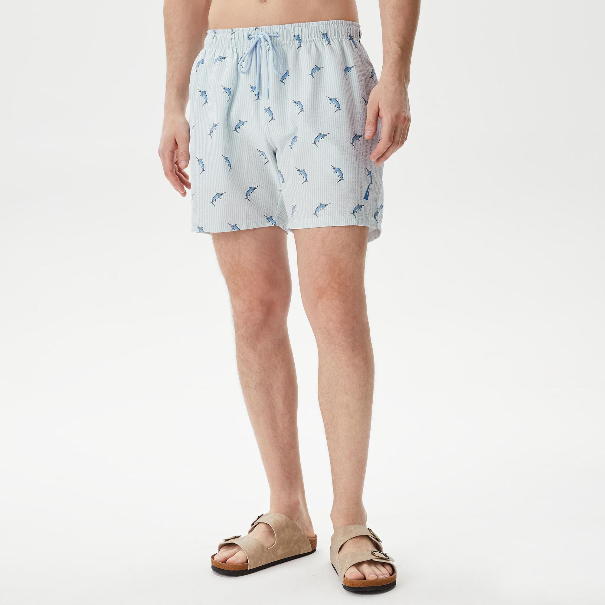 Nautica Erkek Mavi Standart Fit Mayo Şort