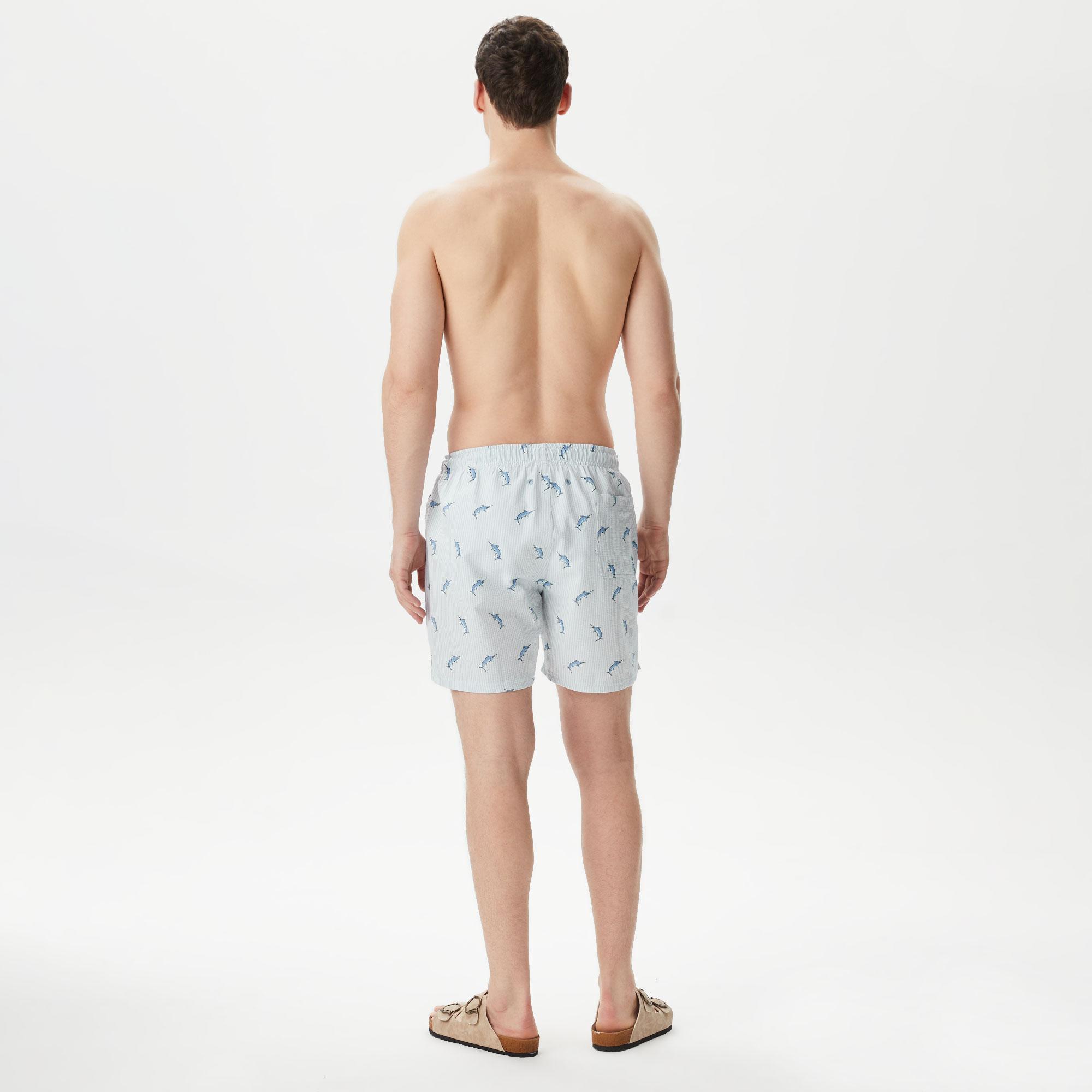 Nautica Erkek Mavi Standart Fit Mayo Şort