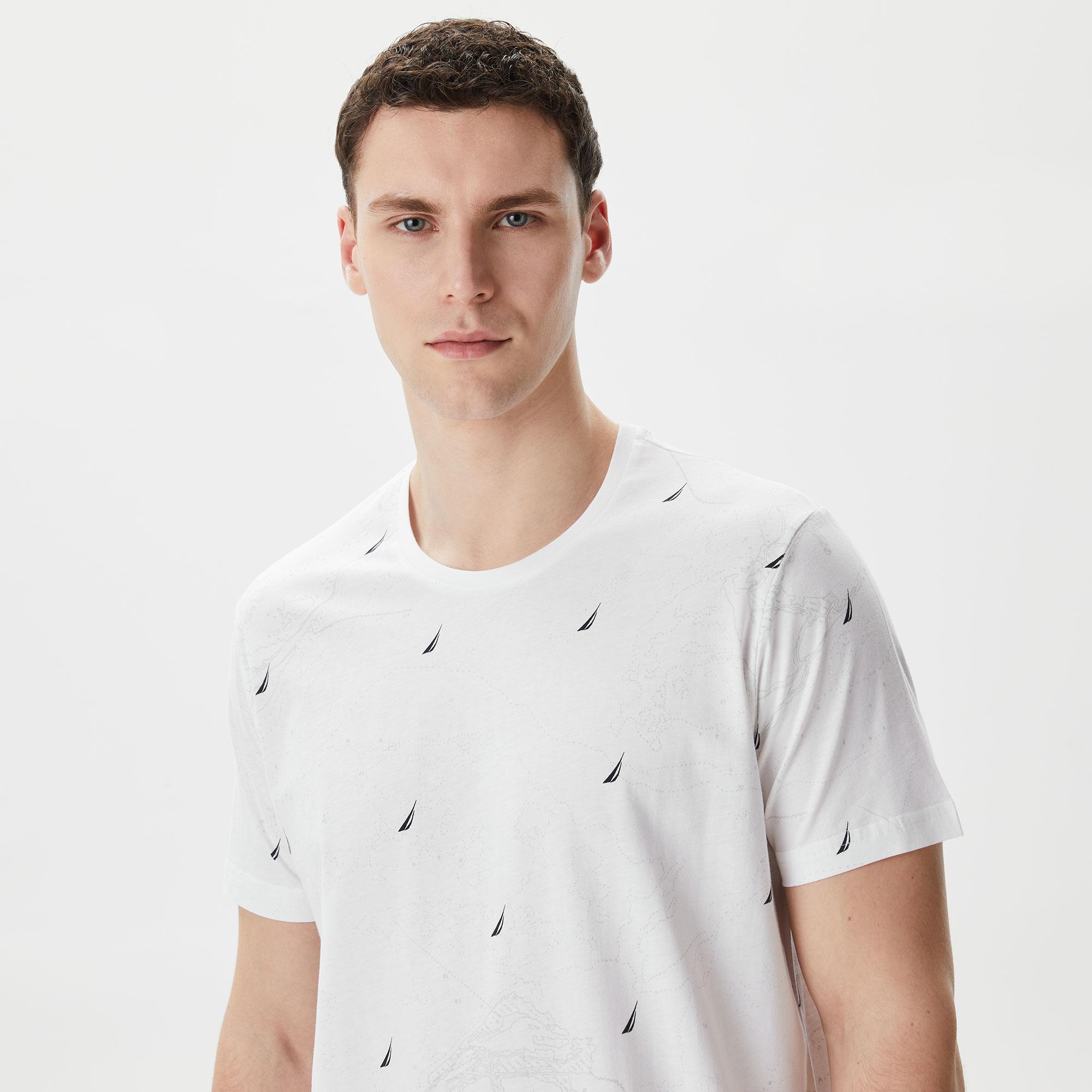 Nautica Erkek Beyaz Standart Fit T-Shirt