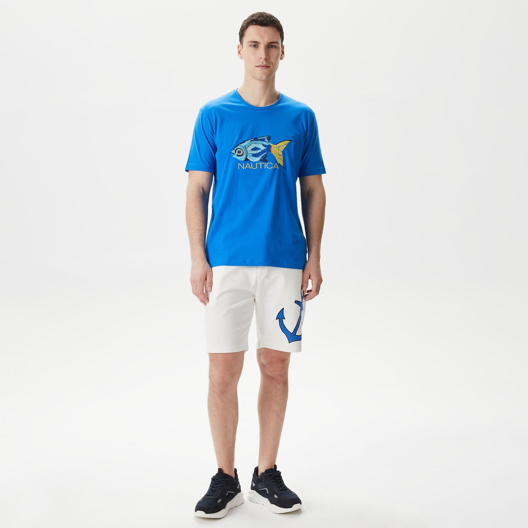 Nautica Erkek Mavi Standart Fit T-Shirt