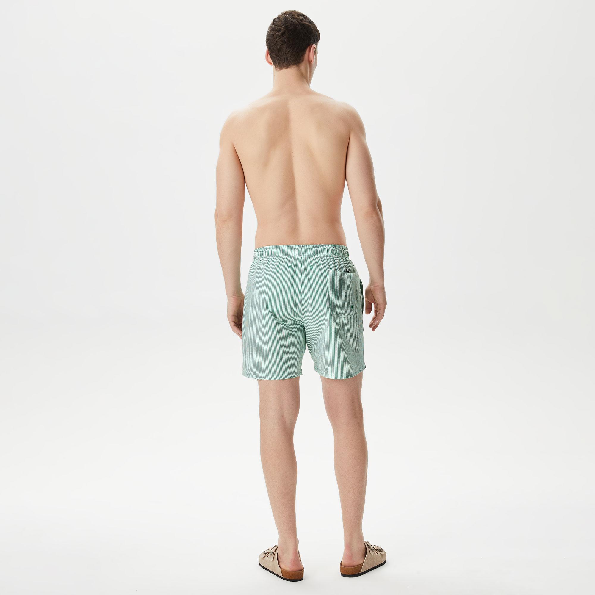 Nautica Erkek Yeşil Regular Fit Çizgili Mayo Şort