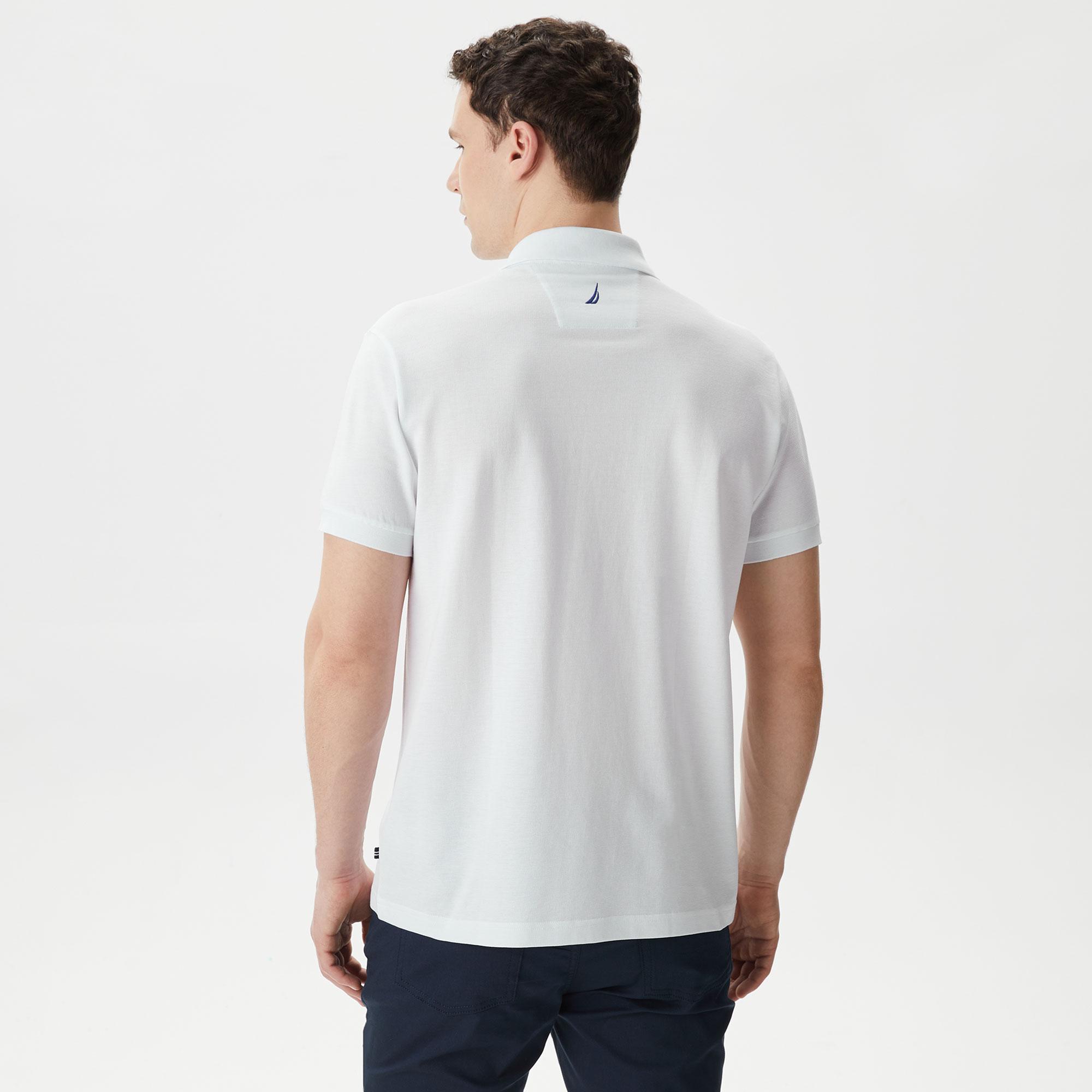 Nautica Erkek Beyaz Classic Fit Kısa Kollu Polo Yaka T-Shirt