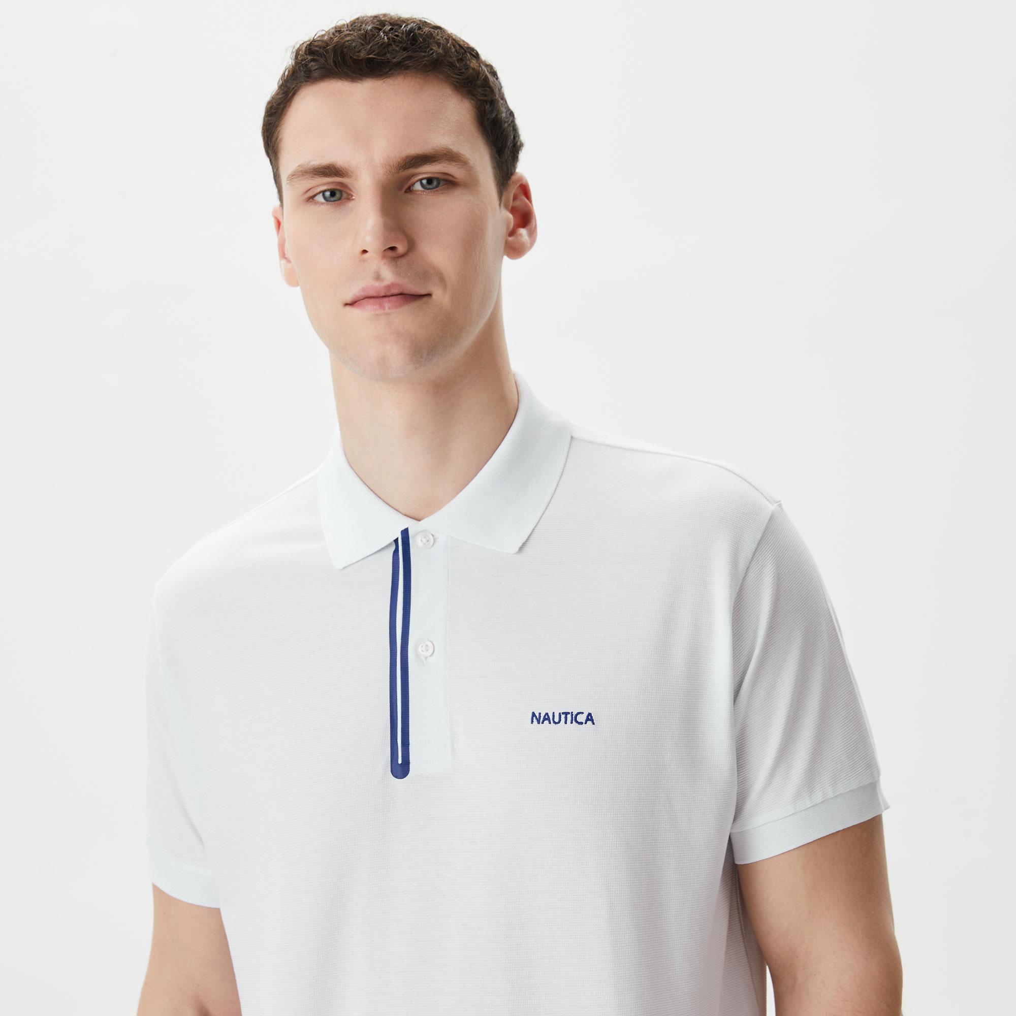 Nautica Erkek Beyaz Classic Fit Kısa Kollu Polo Yaka T-Shirt