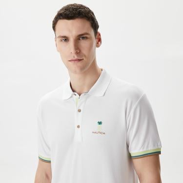  Nautica Erkek Beyaz Classic Fit Kısa Kollu Polo