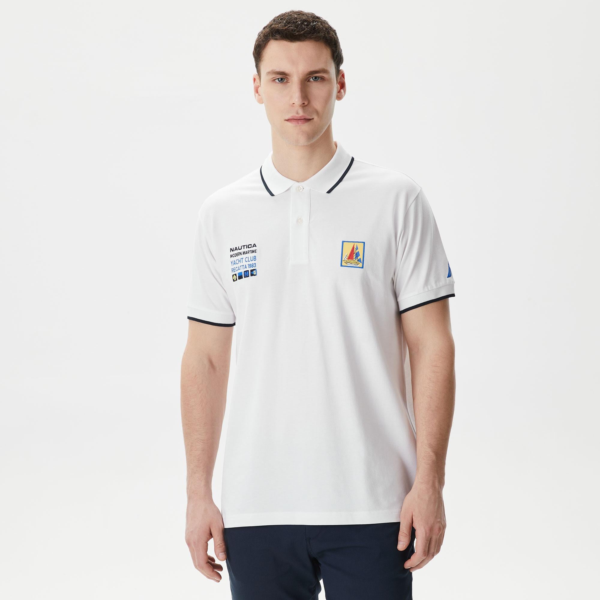 Nautica Erkek Beyaz Classic Fit Polo