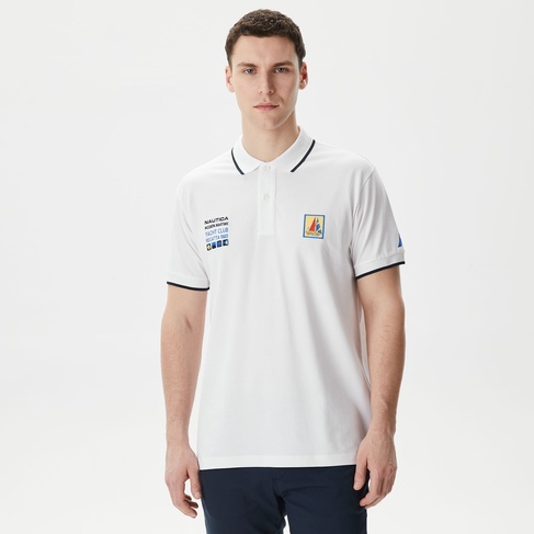  Nautica Erkek Beyaz Classic Fit Kısa Kollu Polo