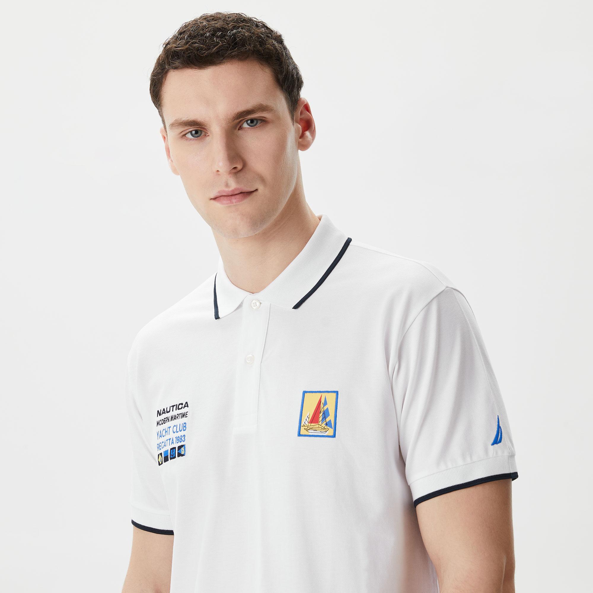 Nautica Erkek Beyaz Classic Fit Polo