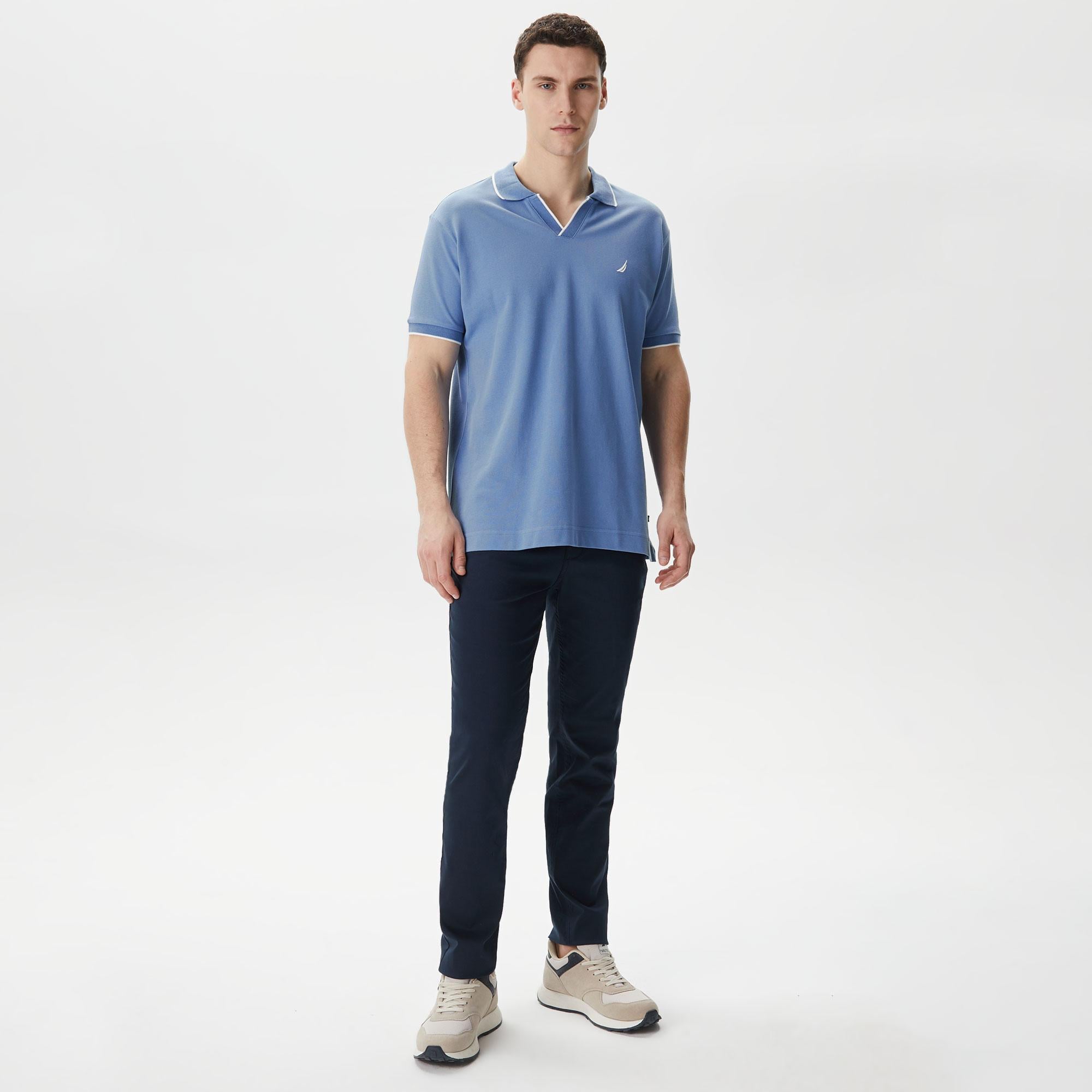 Nautica Erkek Mavi Classic Fit Kısa Kollu Polo Yaka T-Shirt