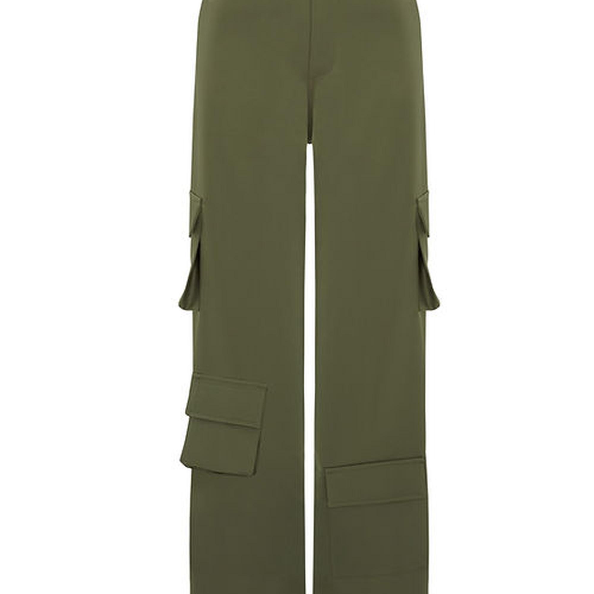 Wabi Sabi Kadın Vento Haki Saten Pantolon