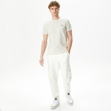  Erkek Regular Fit Bisiklet Yaka Çizgili Bej T-Shirt