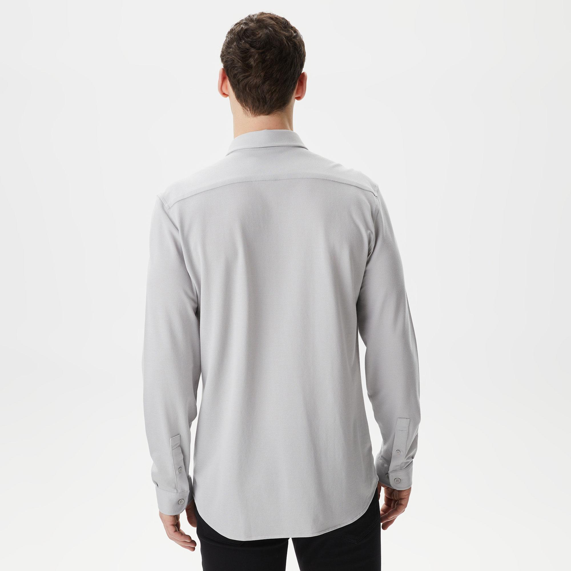 Lacoste Erkek Slim Fit Düğmeli Yaka Gri Gömlek