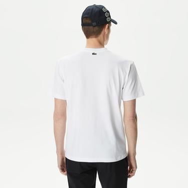  Erkek Regular Fit Bisiklet Yaka Baskılı Beyaz T-Shirt