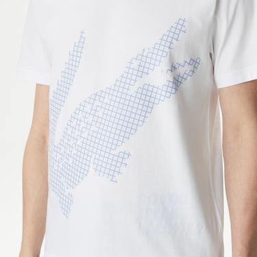  Erkek Regular Fit Bisiklet Yaka Baskılı Beyaz T-Shirt