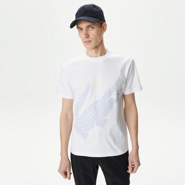  Erkek Regular Fit Bisiklet Yaka Baskılı Beyaz T-Shirt