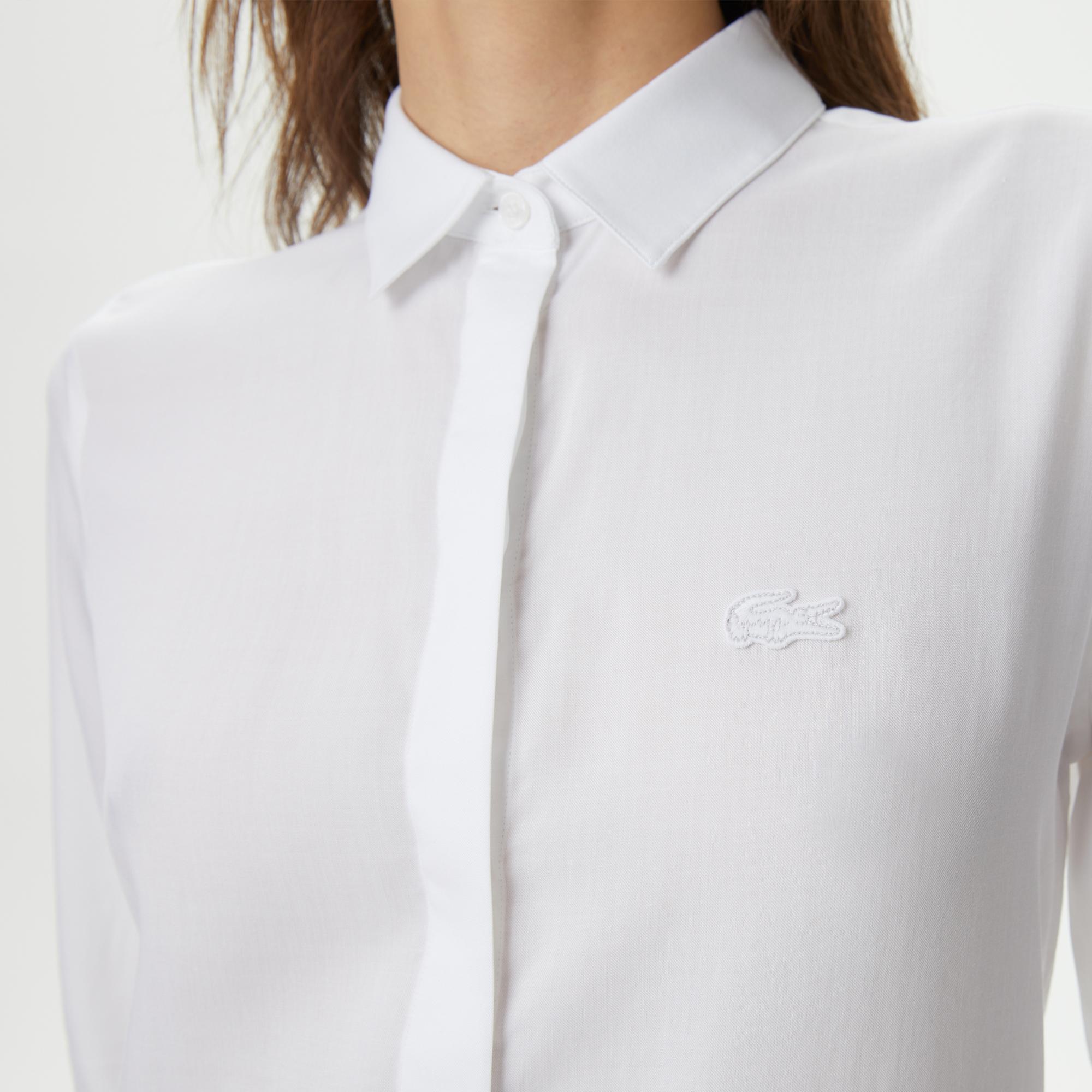Lacoste Kadın Regular Fit Yarım Kol Beyaz Gömlek