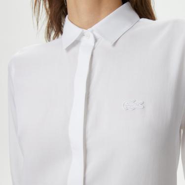  Lacoste Kadın Regular Fit Yarım Kol Beyaz Gömlek