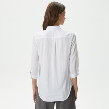  Lacoste Kadın Regular Fit Yarım Kol Beyaz Gömlek