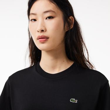  Lacoste Kadın Relaxed Fit Bisiklet Yaka Siyah T-Shirt