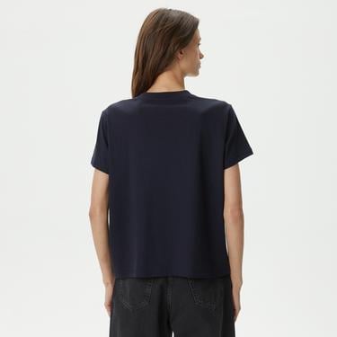  Kadın Loose Fit Bisiklet Yaka Siyah T-Shirt