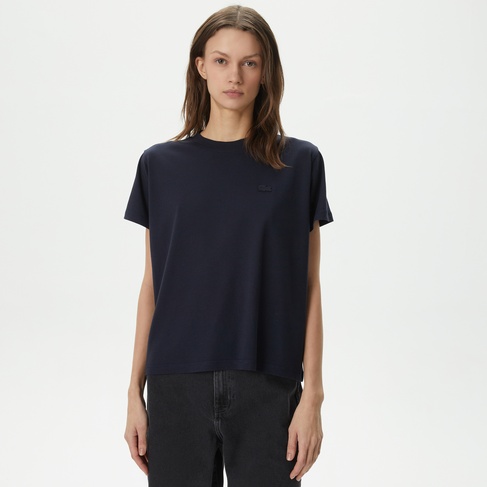  Kadın Loose Fit Bisiklet Yaka Siyah T-Shirt