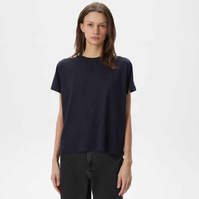  Kadın Loose Fit Bisiklet Yaka Siyah T-Shirt