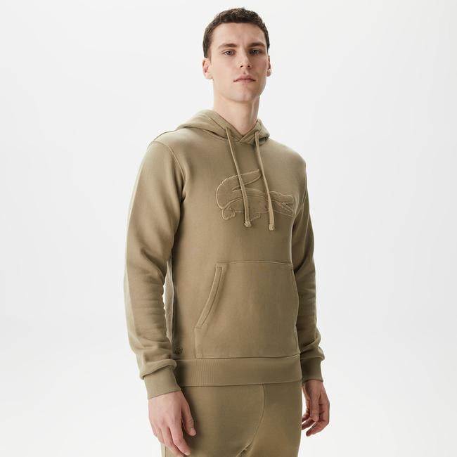  Erkek Relaxed Fit Kapüşonlu Baskılı Bej Sweatshirt