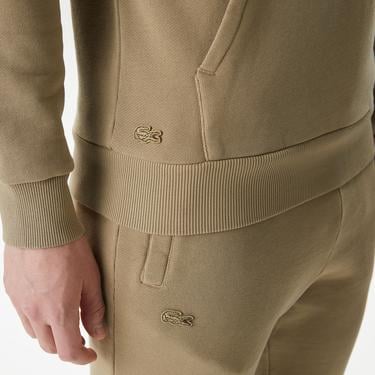  Erkek Relaxed Fit Kapüşonlu Baskılı Bej Sweatshirt