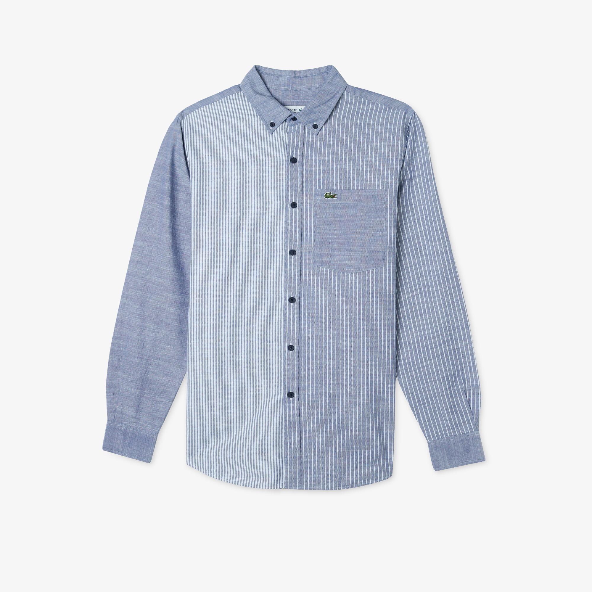 Erkek Regular Fit Çizgili Lacivert Gömlek