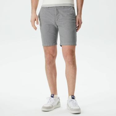  Erkek Slim Fit Desenli Gri Bermuda