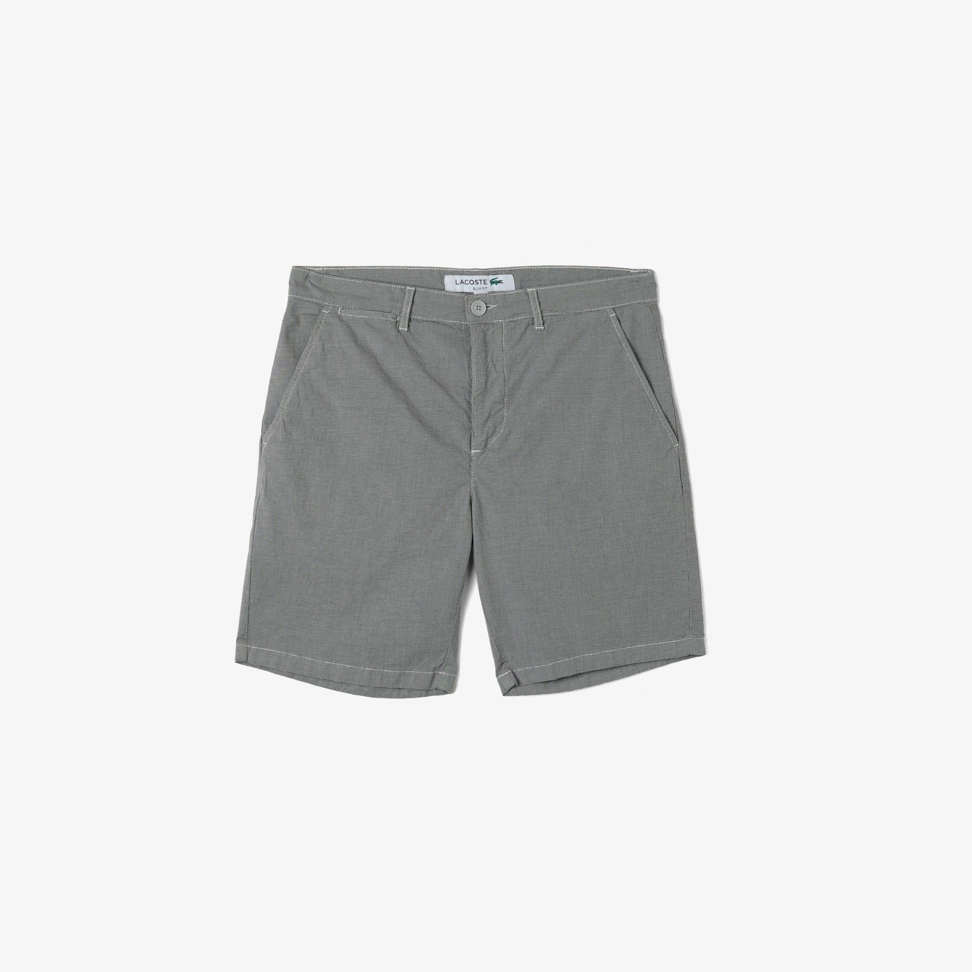 Erkek Slim Fit Desenli Gri Bermuda